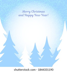 christmas tree vector, digital merry christmas card vector with pine trees vector, pastel light blue with glow