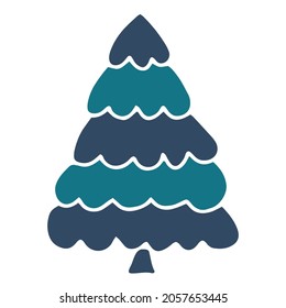 Christmas tree vector doodle illustration. 