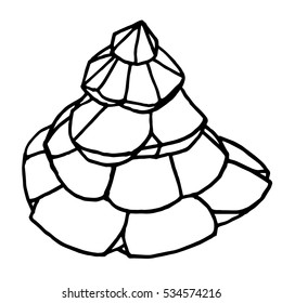 Christmas tree. Vector drawing. Black and white contour. Coloring