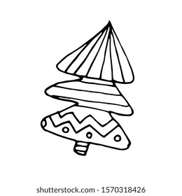 Christmas tree vector drawing. Use in patterns, wallpaper, packaging, logos.
