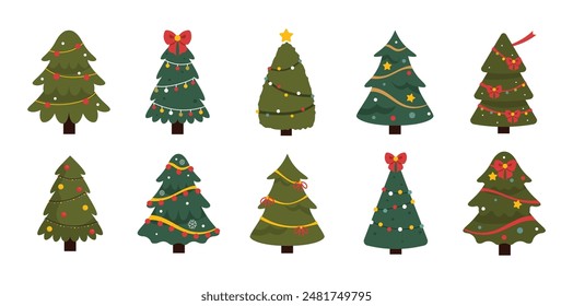 Christmas Tree Vector Element Set