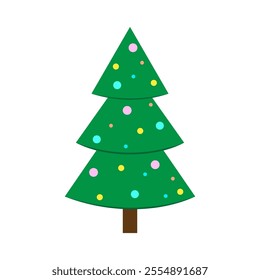 Christmas tree vector. Festive holiday icon. Decorated green fir. Simple seasonal shape.