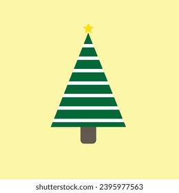 Christmas Tree Vector with Flat Cartoon Style