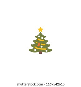 Christmas Tree Vector Flat Icon