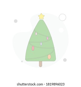 christmas tree vector flat illustration on white background