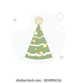 christmas tree vector flat illustration on white background