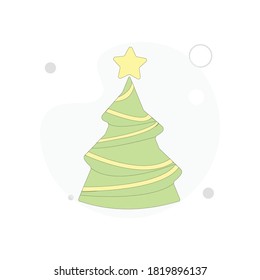 christmas tree vector flat illustration on white background