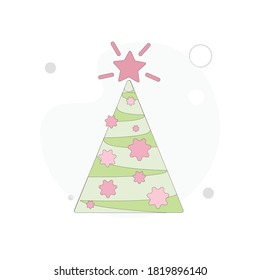christmas tree vector flat illustration on white background