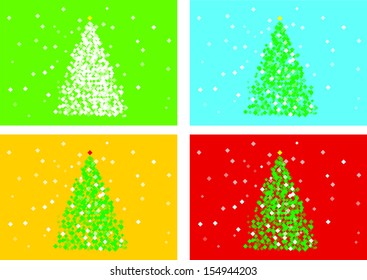 Christmas tree vector in four color options, able to scale and alter image without loss in quality