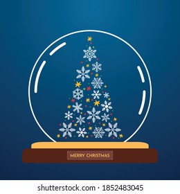 Christmas tree vector. free space for text. Snowflake pattern.