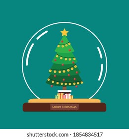 Christmas tree vector. free space for text. Christmas post card.