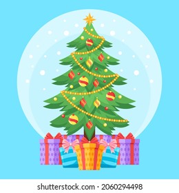 vector de árbol de navidad con regalos
