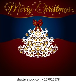 Christmas tree vector golden card greeting