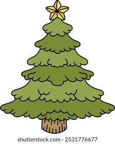 Christmas tree Vector graphic Colorful Christmas tree doodle