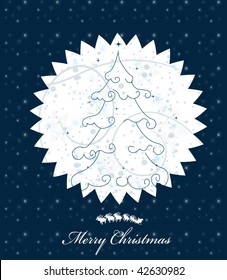  A christmas tree vector greeting card. Vector illustration