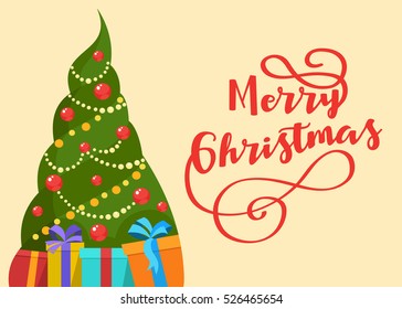 Christmas tree vector greeting card for holiday design