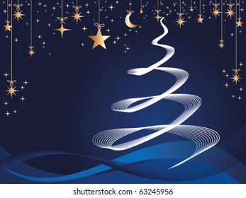 A christmas tree vector greeting card. Vector illustration