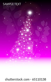 Christmas  tree vector  greeting style background - Shiny Christmas tree vector   background illustration