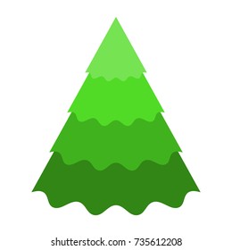 Christmas tree vector icon. Congratulatory decoration for new year and Xmas. Pictogram for holiday card, booklet, brochure and website. Flat cartoon illustration isolated on white background.