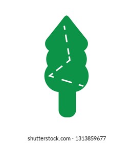 Christmas tree. Vector. Tree icon in flat design. Xmas cartoon background. Set merry spruce firs. Winter illustration