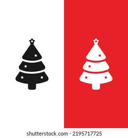 Christmas Christmas Tree Vector Icon in Glyph Style. The Christmas tree is a tree decorated with various Christmas ornaments. The vector illustration icons can be used for apps, websites, logo