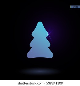 Christmas tree vector icon. Graphic symbol for web design, logo. Isolated sign on a black background.