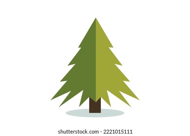 Christmas tree vector icon. Modern style fir symbol in color for holiday decoration, gift card design, celebration design element.