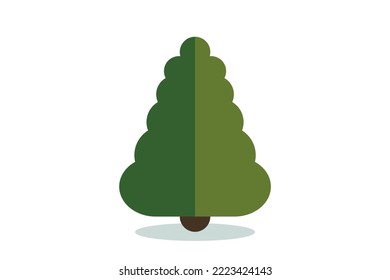 Christmas tree vector icon. Modern style fir symbol in color for holiday decoration, gift card design, celebration design element.