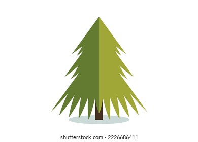 Christmas tree vector icon. Modern style fir symbol in color for holiday decoration, gift card design, celebration design element.