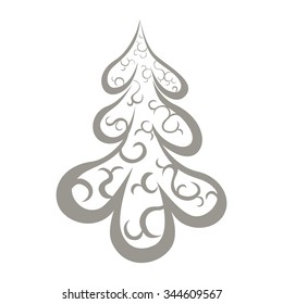 Christmas tree vector icon . My apartment is a symbol of gray on a white background .