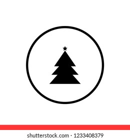 Christmas tree vector icon, new year symbol. Simple, flat design for web or mobile app