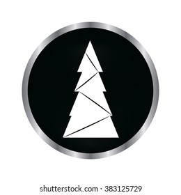 christmas tree - vector icon on a black button