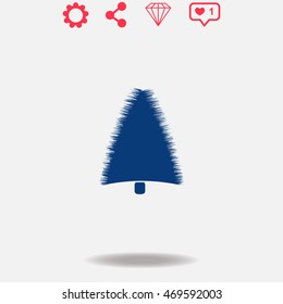 Christmas tree vector icon on grey background.