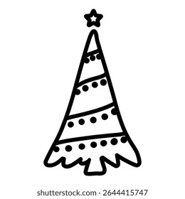 Christmas tree vector icon. Pine illustration sign. New year logo. Winter symbol. Christmas web icon.