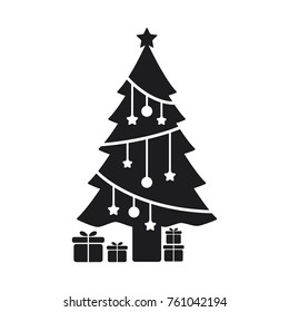 christmas tree vector icon, christmas pine tree icon 