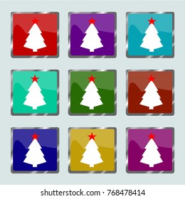 christmas tree vector icon red star