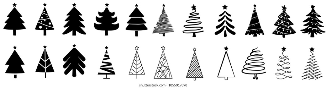 Christmas tree vector icon set. new year illustration sign collection. winter symbol.