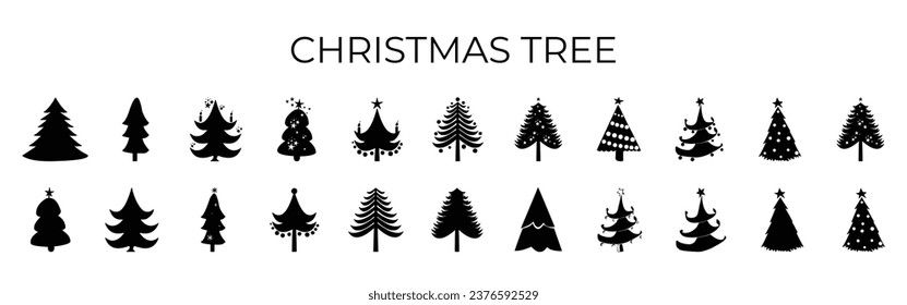 conjunto de iconos vectoriales de árboles de navidad isolados sobre fondo blanco. 