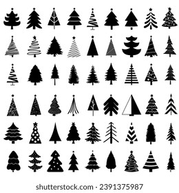 Christmas tree vector icon set. New year illustration sign collection. Winter symbol.