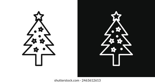 Christmas Tree vector icon set. Festive holiday tree decoration symbol. Seasonal tree icon.