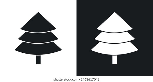 Conjunto de iconos del Vector del árbol de Navidad. Símbolo de decoración de árbol festivo. Icono del árbol de temporada de Festiva.