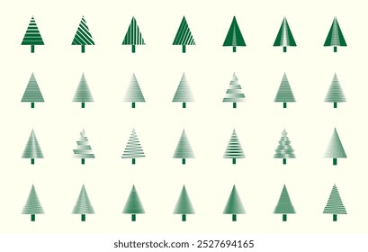 Christmas tree vector icon set. Vector graphic artwork of Christmas tree.