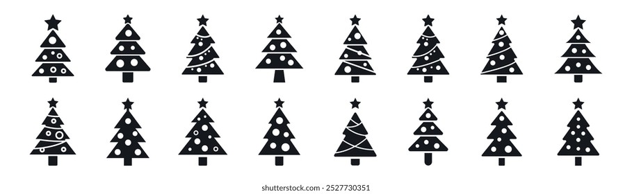 christmas tree vector icon set