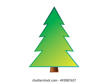 Christmas tree vector icon set silhouette design green color on white background. Concept tree icon isolated collection with decorative winter object. Xmas holiday vector illustration with light.
