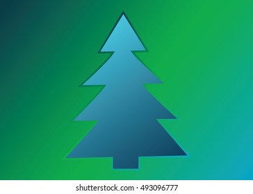 Christmas tree vector icon set silhouette design blue color on green background. Concept tree icon isolated collection with decorative winter object. Xmas holiday vector illustration with light.