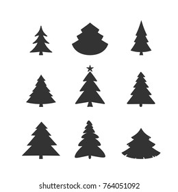christmas tree vector icon set