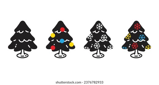 christmas tree vector icon snowflake santa claus candy cane plant wood forest character cartoon logo symbol illustration doodle clip art design