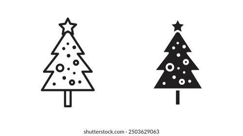 Christmas tree vector icon in solid and outline style