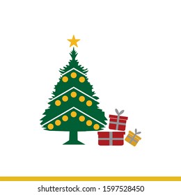 Christmas tree Vector icon which can easily modify or edit