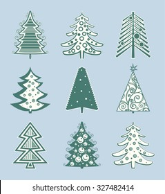 Christmas tree vector icons.